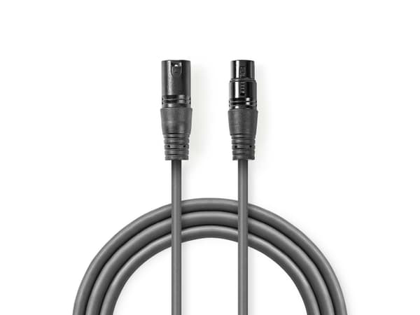 Nedis COTH15012GY15, XLR (3-pin), Hankoppling, XLR (3-pin), Honkoppling, 1,5 m, Grå