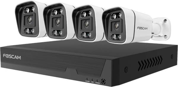 Foscam FNA108E-B4-2T IP övervakningskamera set LAN 8-kanals med 4 kameror 3840 x 2160 pixlar
