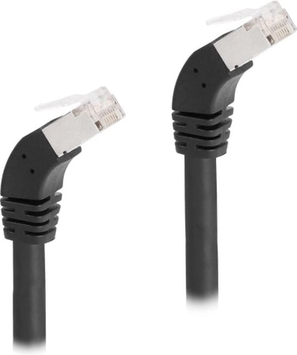 RJ45 nätverkskabel Cat.6a S/FTP 45° vinklad nedåt 0,5 m svart - Nätverk - CAT 6a