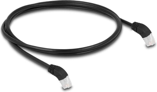 RJ45 nätverkskabel Cat.6a S/FTP 45° vinklad nedåt 1 m svart - Nätverk - CAT 6a