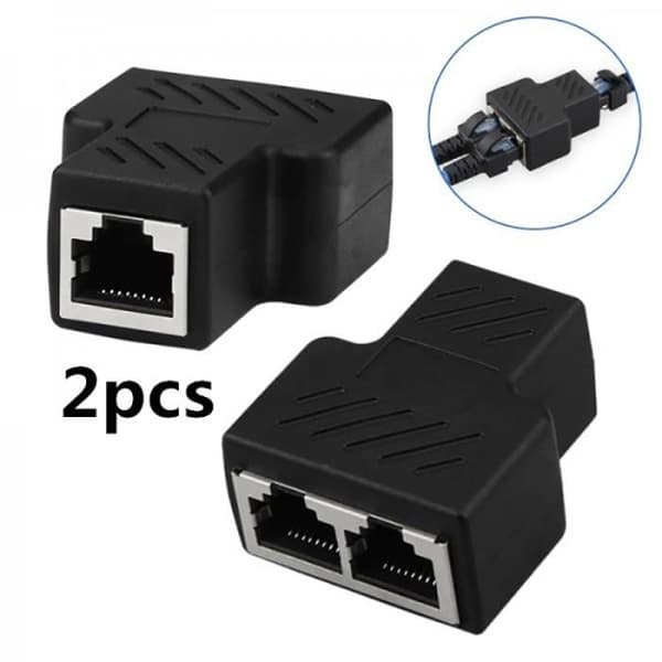 RJ45 Splitter Adapter - Ej specificerad - 1 till 2 portar - CAT 5 - CAT 6 - Svart