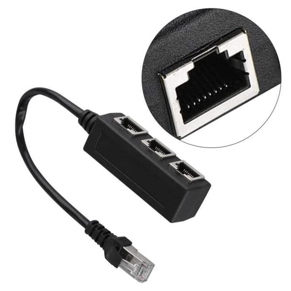 Free Life© Ethernet-förlängningskabeladapter 1 hane till 3 honportar Transfer Connector Splitter