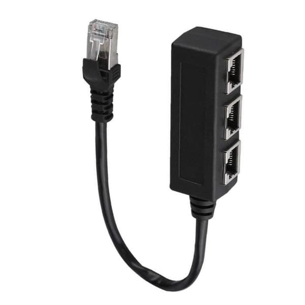 Free Life© Ethernet-förlängningskabeladapter 1 hane till 3 honportar Transfer Connector Splitter