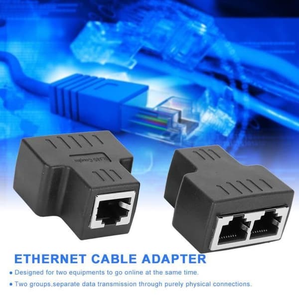 Fdit-koppling 2st Ethernet-kabeladapter Kabelförlängningsdelare LAN-kontakt RJ45 honanslutning för tråd