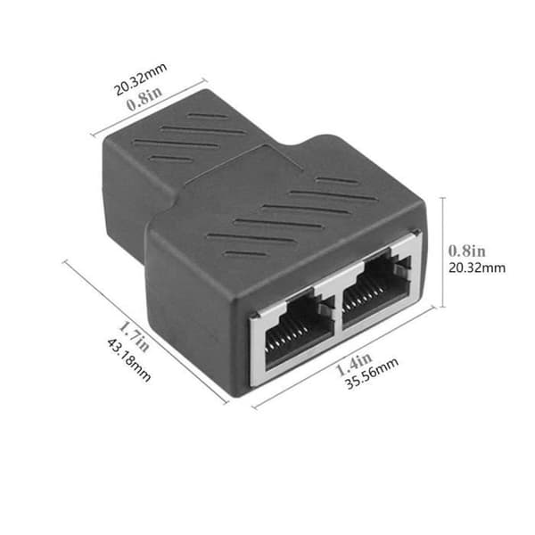 RJ45 Splitter Adapter 1 till 2-vägs Dual Port CAT5 - 6 Ethernet LAN-kabel, 1st, svart