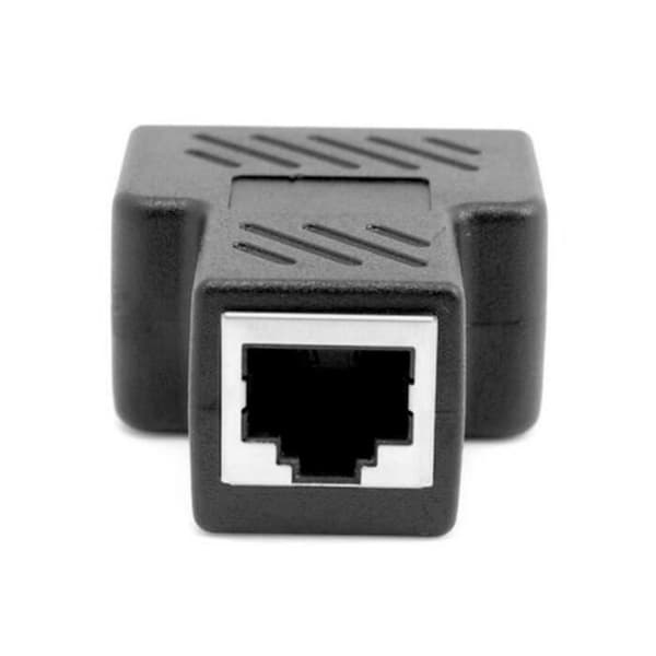 RJ45 Splitter Adapter 1 till 2-vägs Dual Port CAT5 - 6 Ethernet LAN-kabel, 1st, svart
