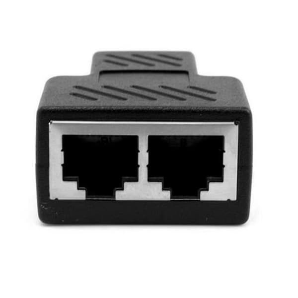 RJ45 Splitter Adapter 1 till 2-vägs Dual Port CAT5 - 6 Ethernet LAN-kabel, 1st, svart