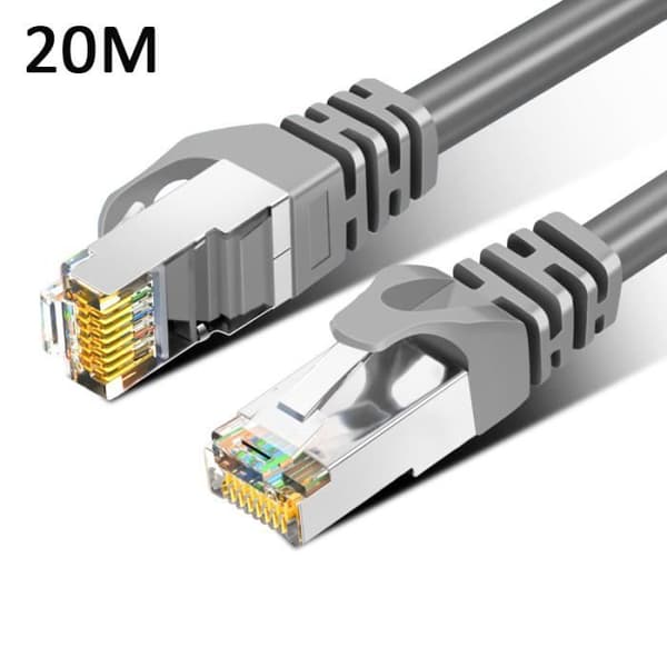 20M Cat6 Ethernet-kabel skärmad höghastighets RJ45 platt nätverkskabel 1Gbps 250MHz Kompatibel med modemrouter (grå)