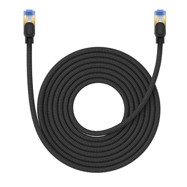 Hurtigt LAN RJ45 kat.7 10 Gbps netværkskabel, flettet, 8m, sort