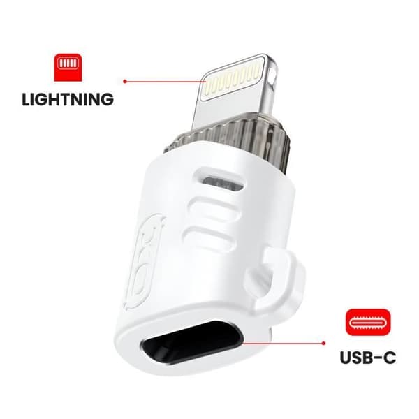 USB C Hona till Lightning Hane OTG Adapter Ultrakompakt Design XO Vit