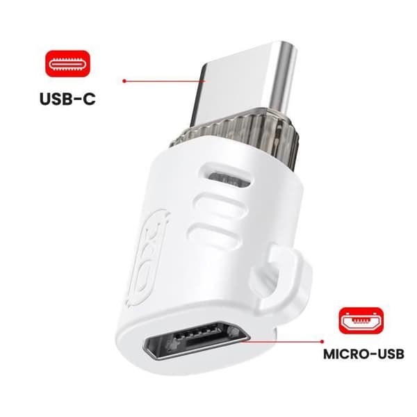 OTG Adapter Micro-USB Hona till USB C Hane Ultrakompakt Design XO Vit