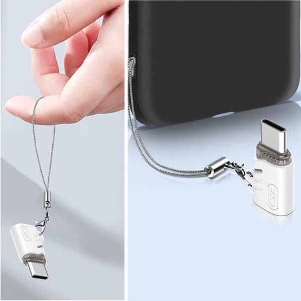 OTG Adapter Micro-USB Hona till USB C Hane Ultrakompakt Design XO Vit