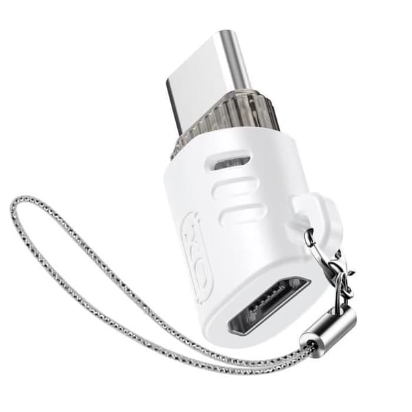 OTG Adapter Micro-USB Hona till USB C Hane Ultrakompakt Design XO Vit