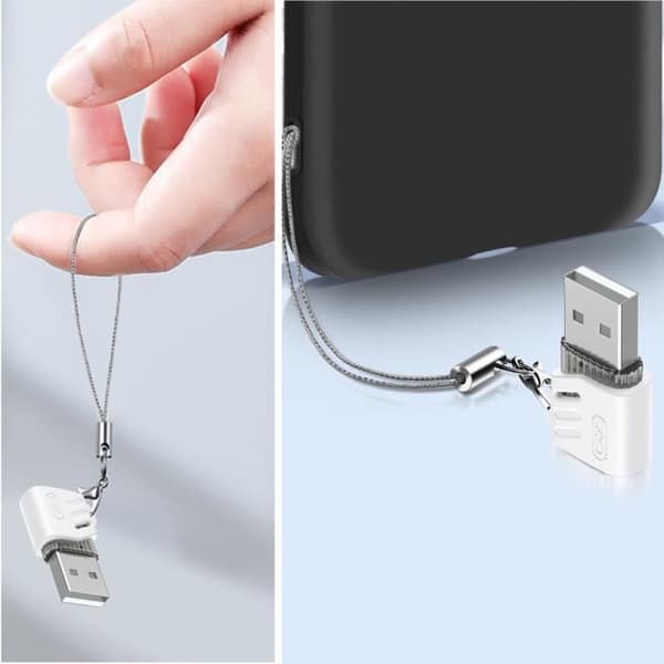 USB-C hona till USB hane OTG-adapter Laddningsdataöverföring XO Vit