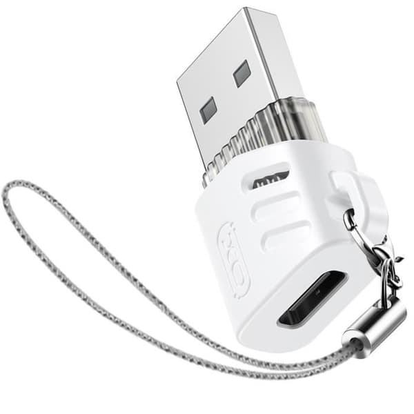 USB-C hona till USB hane OTG-adapter Laddningsdataöverföring XO Vit