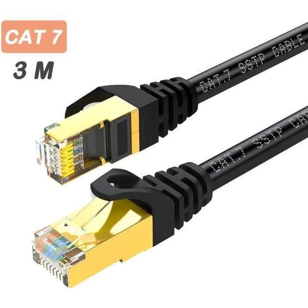 Cat7 Ethernet-kabel skärmad höghastighets RJ45 platt nätverkskabel 10Gbps 600MHz 8P8C Kompatibel med modemrouter(3M)