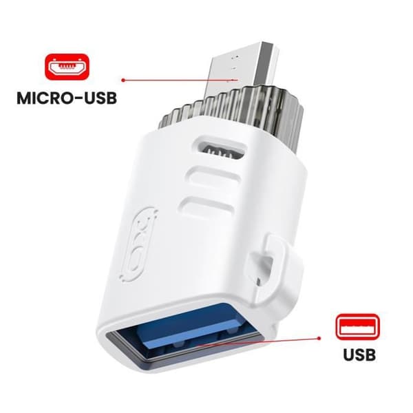 OTG Adapter USB Hona till Micro-USB Hane Dataöverföring XO Vit