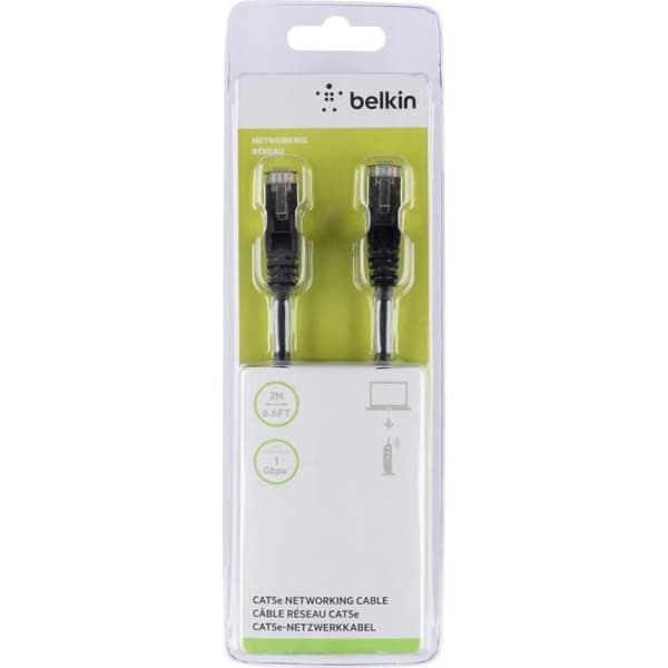 Nätverksanslutningskabel - BELKIN - CAT 5e - 2 m - Svart - S/FTP