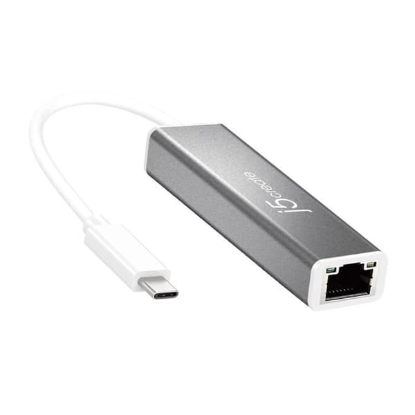 j5create JCE133G USB-C till Gigabit Ethernet-adapter, grå och vit