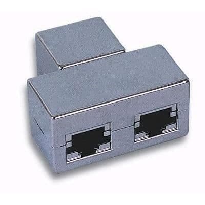 RJ45-T-adapter - Microconnect - MPK402 - Hane/Hane - Plug and Play - Grå