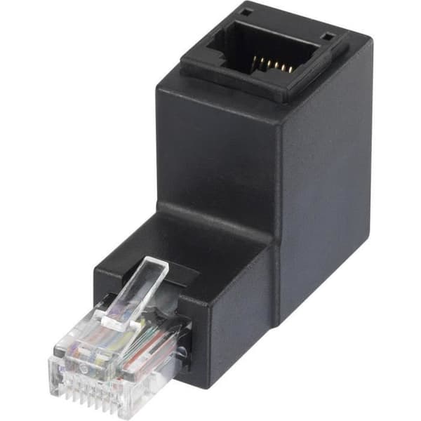 Renkforce CAT 5e RJ45 nätverksadapter [1x RJ45 hane - 1x RJ45 hona] Vinklad uppåt 90° 0,00 m svart