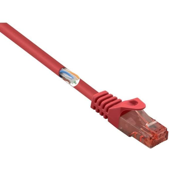 Renkforce CAT 6 U/UTP RJ45 nätverkskabel 0,50 m röd med infälld spärr, flamskyddad