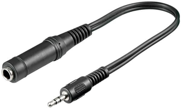 Goobay 50470, 3.5mm, Hankjønn, 6.35mm, Hunkjønn, 0,2 m, Sort