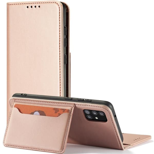 Magnetisk kortveske til Xiaomi Redmi Note 11 Pro kortlommebeskytter? rosa stativ