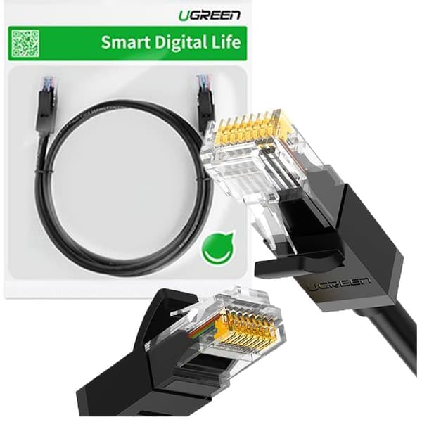 Grønn flat LAN Ethernet-kabel Kat. 6 15m svart (NW102)