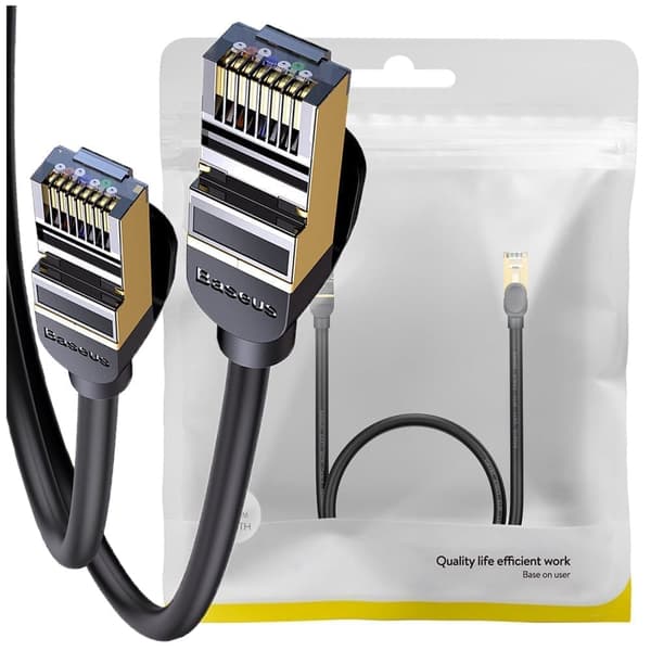 Baseus Speed​​​​Sju høyhastighets RJ45 nettverkskabel 10 Gbps 0,5 m svart (WKJS010001)