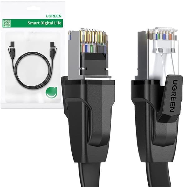 Ugreen Ethernet Cat.8 U/FTP LAN-kabel flat 1 m svart (NW134)