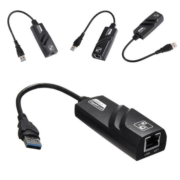 USB 3.0 till RJ45 Lan Network USB Ethernet Adapter 10/100/1000 Mbps Gigabit Card 3 Port USB3.0 för Windows