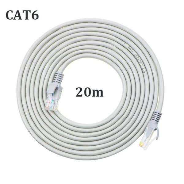 20M Cat6 Ethernet-kabel skärmad höghastighets RJ45 platt nätverkskabel 1Gbps 250MHz Kompatibel med modemrouter (silvergrå)