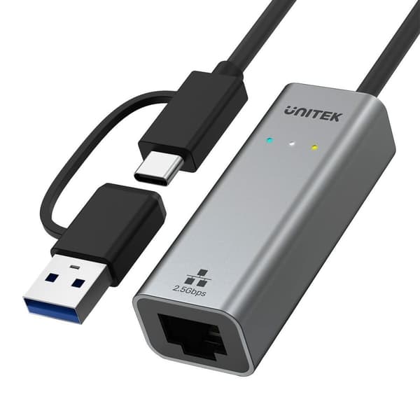 USB-C - Ethernet-adapteri Unitek U1313C Harmaa 30 cm