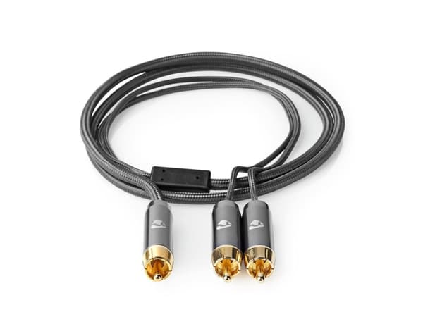 Nedis CATB24000GY30, RCA, Hankjønn, 2 x RCA, Hankjønn, 3 m, Grå