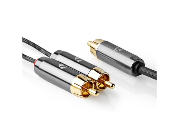 Nedis CATB24000GY30, RCA, Hankjønn, 2 x RCA, Hankjønn, 3 m, Grå
