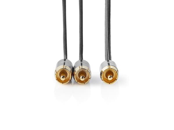 Nedis CATB24000GY30, RCA, Hankjønn, 2 x RCA, Hankjønn, 3 m, Grå