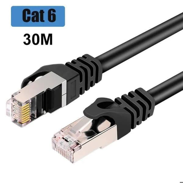 30M Cat6 Ethernet-kabel skärmad höghastighets RJ45 platt nätverkskabel 1Gbps 250MHz Kompatibel med modemrouter