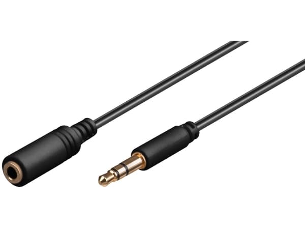 Förlängningskabel för hörlurar och ljud AUX, 3,5 mm 3-stift, smal