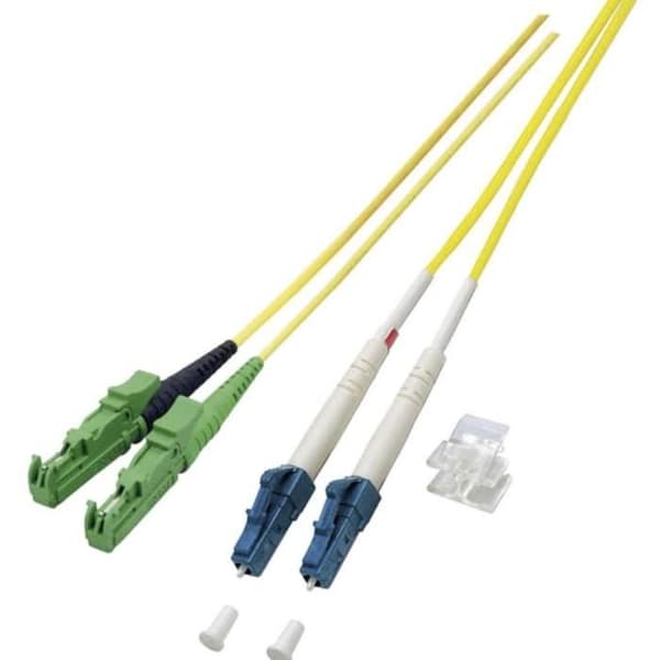 fiberglas fiberoptisk kabel [1x E2000®/APC 8° hankontakt - 1x LC hankontakt] 9/125µ Singlemode OS2 2.0