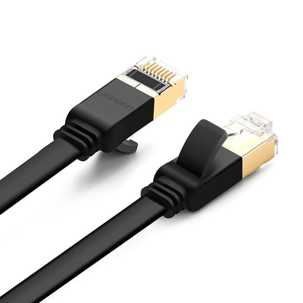 Litteä patch-johtokaapeli LAN-verkkokaapeli STP RJ45 Cat 7 10Gbps 10m musta