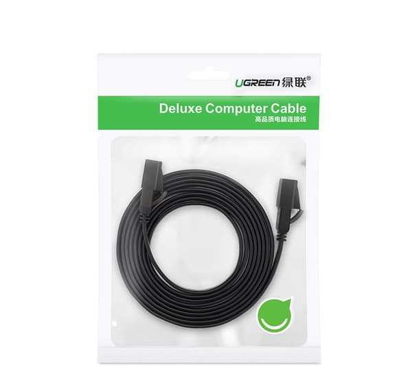 Litteä patch-johtokaapeli LAN-verkkokaapeli STP RJ45 Cat 7 10Gbps 10m musta