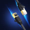 Pikkukuva 6 / 6: Litteä patch-johtokaapeli LAN-verkkokaapeli STP RJ45 Cat 7 10Gbps 10m musta