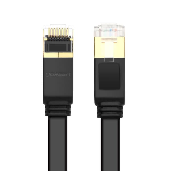 Litteä patch-johtokaapeli LAN-verkkokaapeli STP RJ45 Cat 7 10Gbps 10m musta