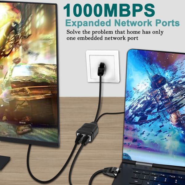 Ethernet-jakaja USB:llä 1 x uros - 2 x uros