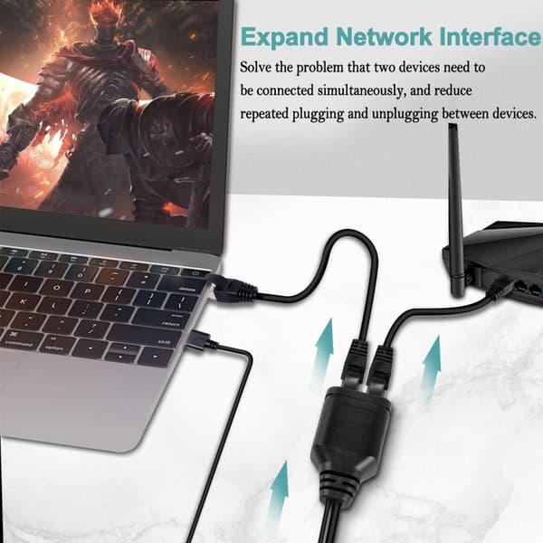 Ethernet-jakaja USB:llä 1 x uros - 2 x uros