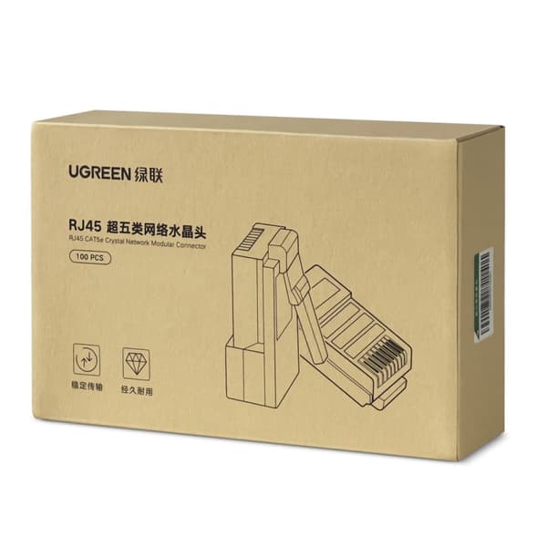RJ45 8P8C UTP Kat. parsnoet stik. 5 5e gennemsigtige 100 stk.