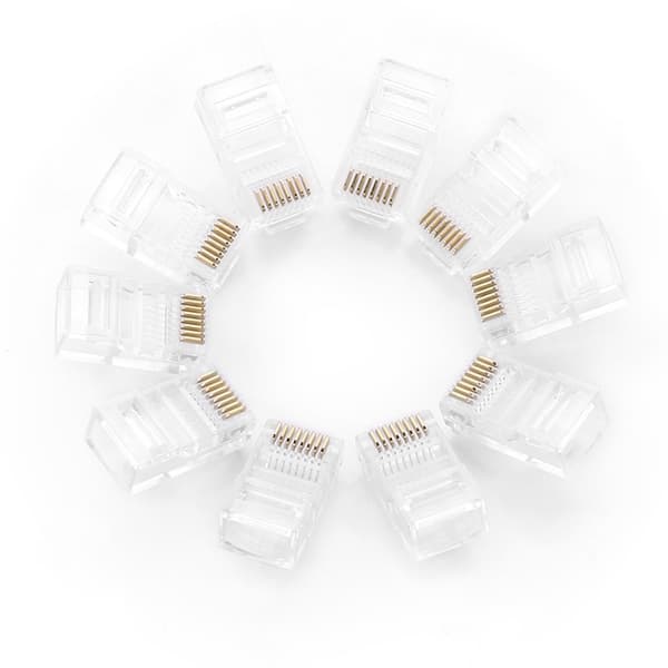 RJ45 8P8C UTP Kat. parsnoet stik. 5 5e gennemsigtige 100 stk.