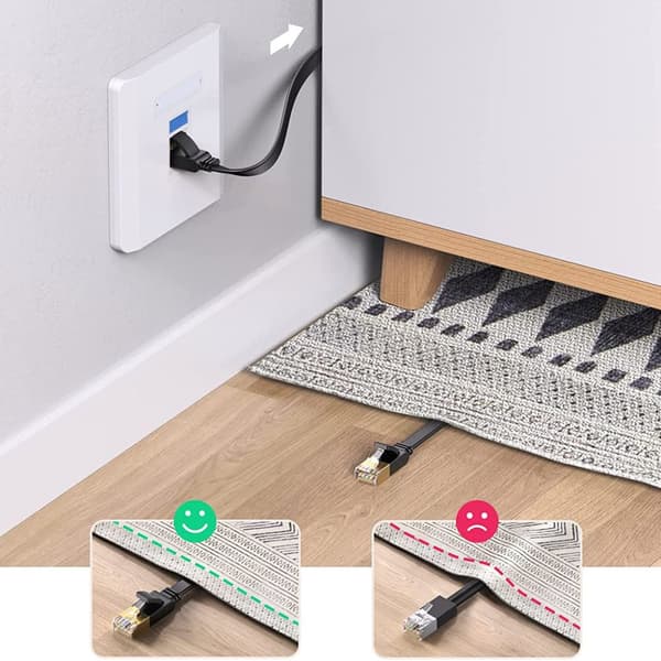 Litteä RJ45 Ethernet Cat. 6 8m musta
