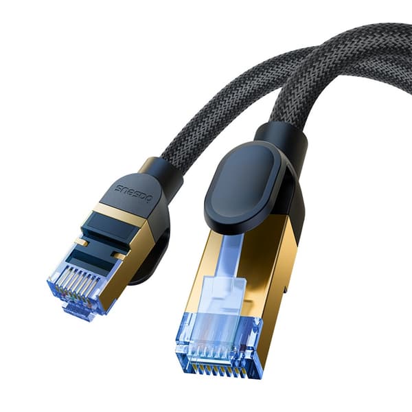 Hurtigt RJ45 kat.7 10 Gbps LAN netværkskabel, flettet, 1m, sort